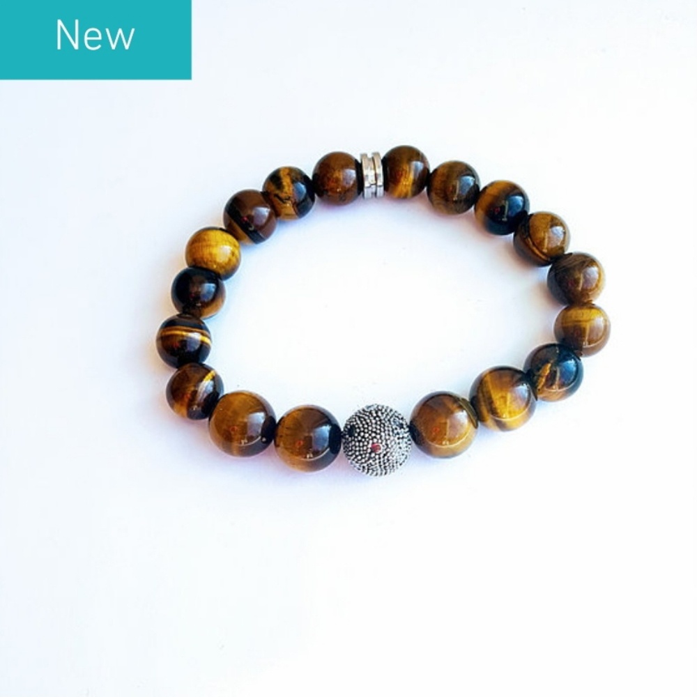 Tiger's Eye and.925 Sterling Silver Bracelet